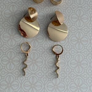 3 pairs Gold  Earrings